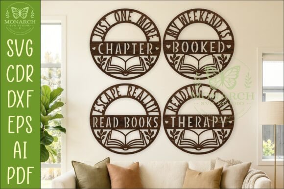 Download Book Lover Wall Sign Bundle SVG X 4 - Sign Collection