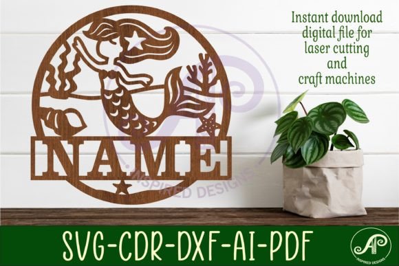 Download Mermaid Name Sign Svg Laser Cut Template - Sign Collection