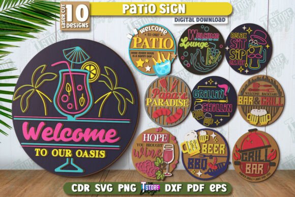 Download Patio Sign Laser Cut Bundle | Porch Sign - Sign Collection