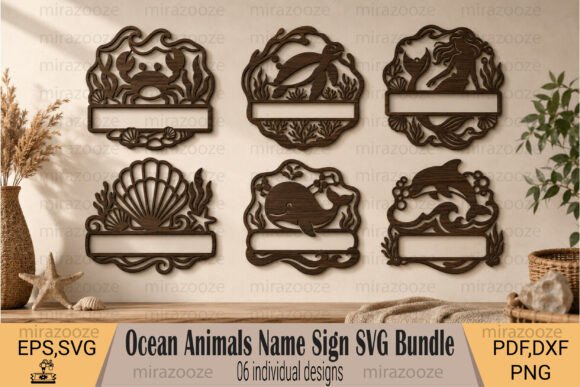 Download Ocean Animals Name Sign SVG Bundle - Sign Collection