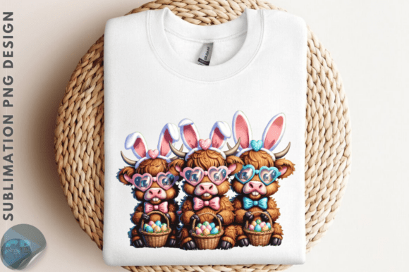 Download Cute Highland Cows Easter PNG Design - Sign Collection
