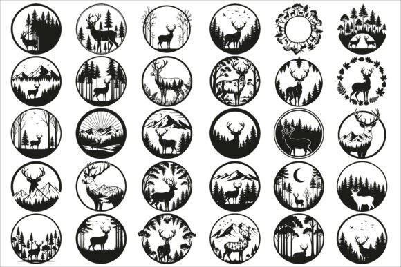 Download Beautiful Deer Forest Circle Art Design - Sign Collection