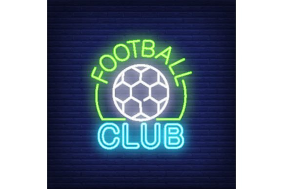 Download Football Club Neon Sign. Soccer Ball Sha - Sign Collection