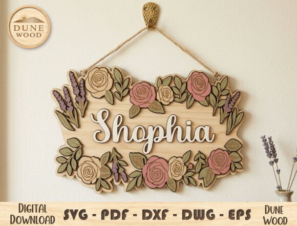 Download Floral Name Sign Laser Cut File - Sign Collection