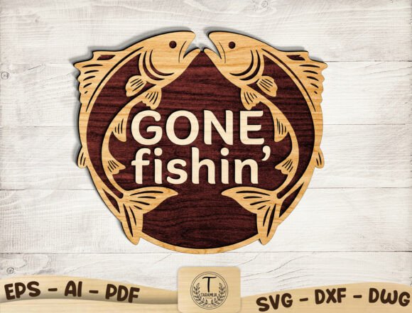 Download Gone Fishing Door Sign Laser Cut File - Sign Collection