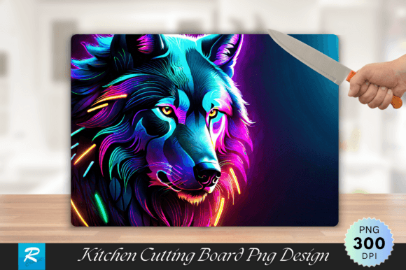 Download Neon Wolf Cutting Board PNG Design - Sign Collection