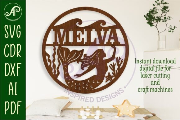 Download Mermaid Name Sign Svg Laser Cut Template - Sign Collection