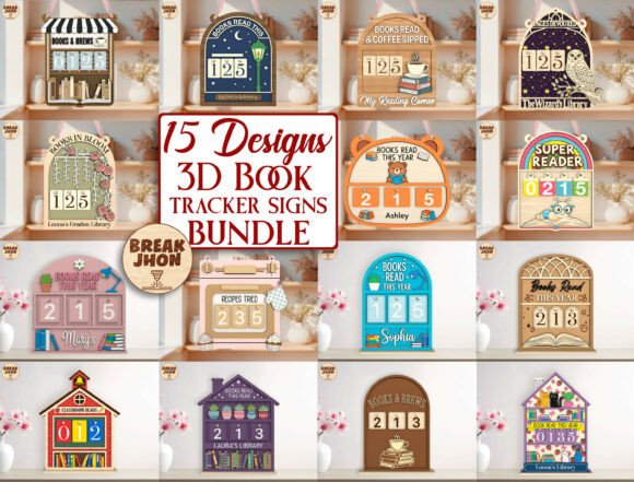 Download 15 Designs Reading Tracker SVG Bundle - Sign Collection