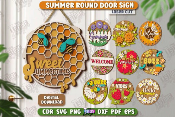 Download Summer Round Signs Laser Cut Bundle |CNC - Sign Collection