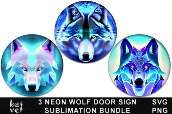 Download Neon Wolf Door Sign Bundle SVG Design - Sign Collection