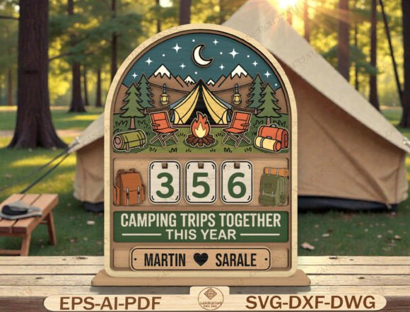 Download Camping Trips Tracker Laser Cut File - Camping Collection