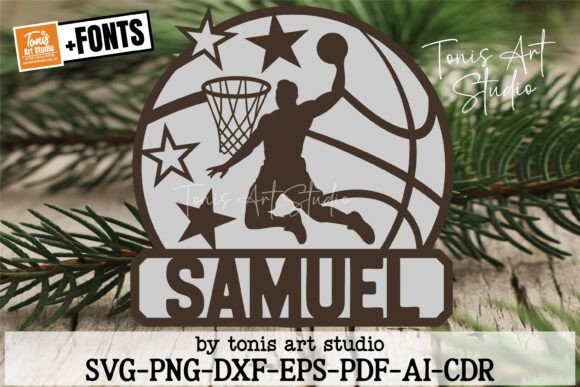 Download Basketball Dunk Round Sign SVG Laser Cut - Sign Collection