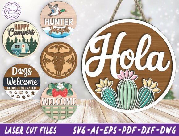 Download Hola Round Sign SVG Bundle - Sign Collection