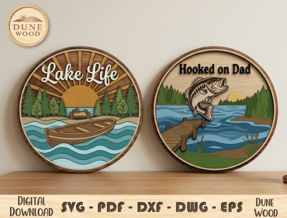Download Lake Life Layered Sign SVG Bundle - Sign Collection