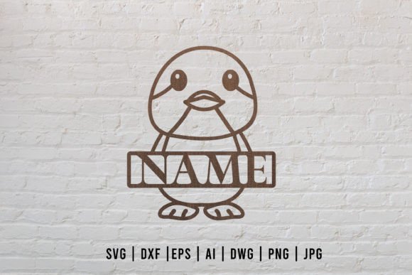 Download Penguin Laser Cut Name Sign - Sign Collection