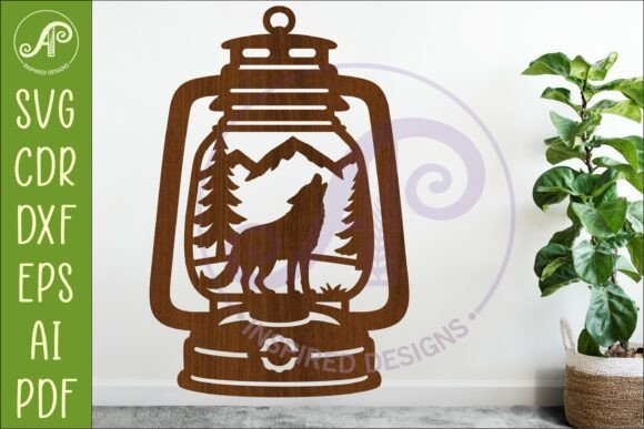 Download Camping Lantern Scene Wolf Wall Sign - Sign Collection