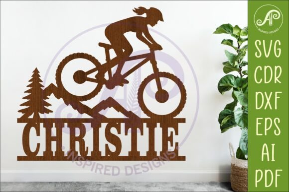 Download Female Mountain Bike Name Sign SVG - Sign Collection