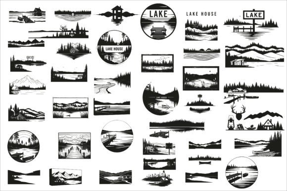 Download Beautiful Lake House Layered Scene Sign - Sign Collection