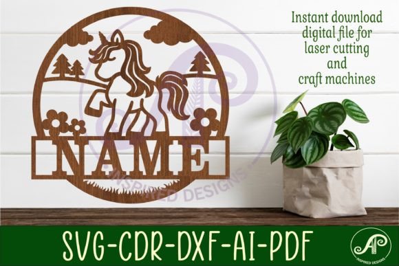 Download Unicorn Name Sign Svg Laser Cut Template - Sign Collection