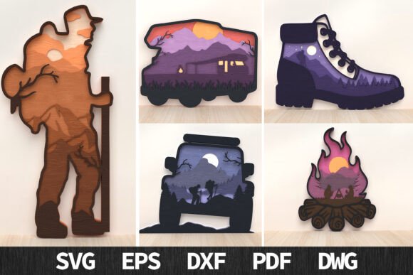 Download Camping &amp; Hiking Layered Art Bundle - Camping Collection