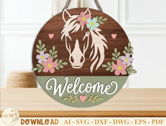 Download Horse Welcome Sign Laser Cut File SVG - Sign Collection