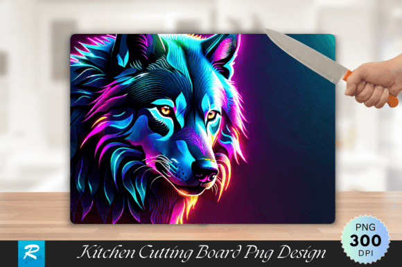 Download Neon Wolf Cutting Board PNG Design - Sign Collection