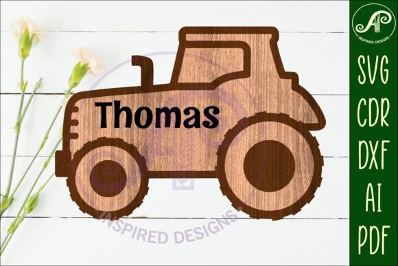 Download Tractor Outline Two Layer Name Sign - Sign Collection