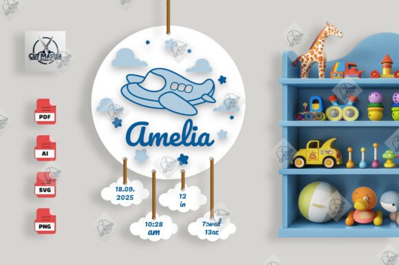 Download Cloud Journey Baby Stats Sign SVG - Sign Collection