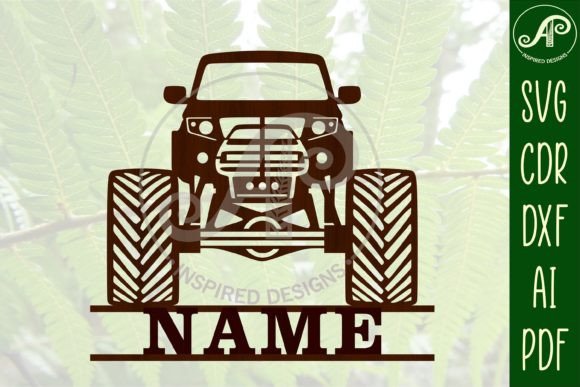 Download Monster Truck Name Sign SVG Cut File - Sign Collection