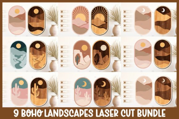 Download 9 Boho Landscape Laser Cut Wall Art SVG - Laser cut wall art svg Collection