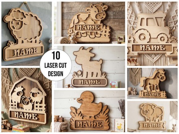 Download 3D Farm Animal Name Sign Laser Cut - Sign Collection