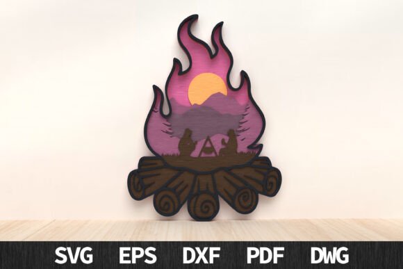 Download Couple Camping Fire Layered Art SVG - Camping Collection