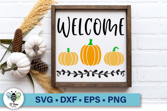 Download Fall Welcome Sign with Pumpkins - Sign Collection