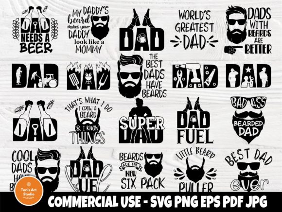 Download Fathers Day, Beard, Dad Signs Bundle - Sign Collection