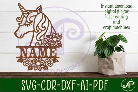 Download Unicorn Name Sign Svg Laser Cut Template - Sign Collection