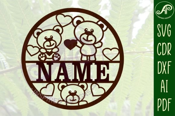 Download Teddy Bear with Hearts Name Sign SVG - Sign Collection