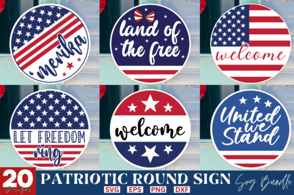 Download Patriotic Round Sign SVG Bundle,USA SVG - Sign Collection