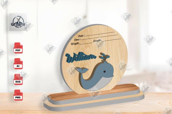 Download Cute Whale Baby Birth Stats Sign SVG - Sign Collection