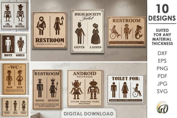 Download Restroom Signs Bundle Laser Cut - Sign Collection