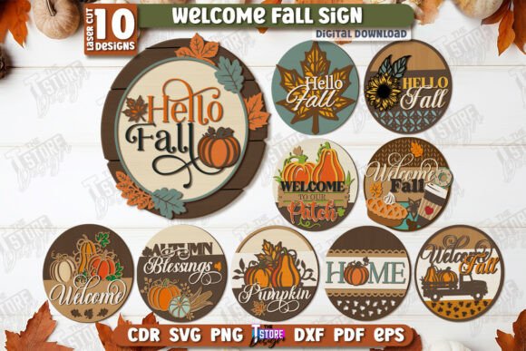 Download Welcome Fall Signs Laser Cut Bundle - Fall sign Collection