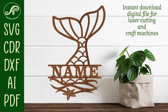 Download Mermaid Tail Name Sign Svg Laser Cut Tem - Sign Collection