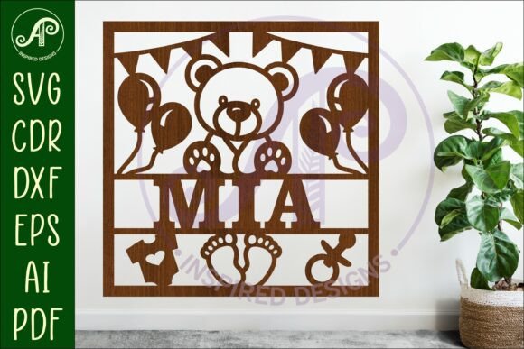 Download Baby Name Sign Teddy Bear Laser Cut - Sign Collection