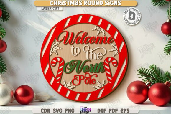 Download Christmas Round Sign Laser Cut | Winter - Sign Collection