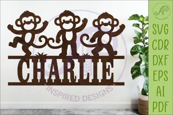 Download Cute Monkey Name Sign SVG, Jungle Decor - Sign Collection