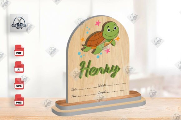 Download Cute Turtle Baby Birth Stats Sign SVG - Sign Collection