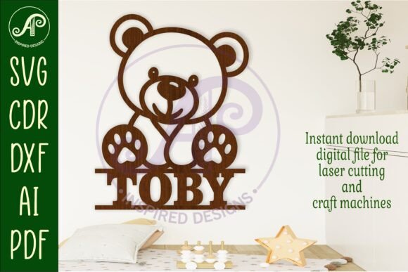 Download Teddy Bear Name Sign Svg Laser Cut File - Sign Collection