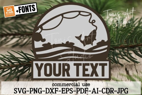 Download Fishing Name Sign SVG, Round Door Hanger - Sign Collection