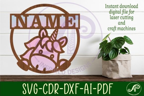 Download Unicorn Peeking Name Sign Svg Laser Cut - Sign Collection
