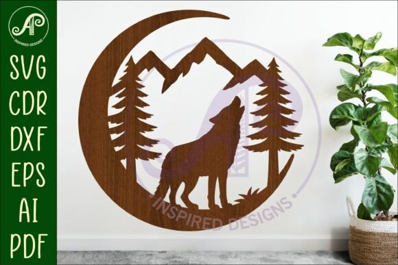 Download Crescent Moon Wolf Animal Wall Sign - Sign Collection