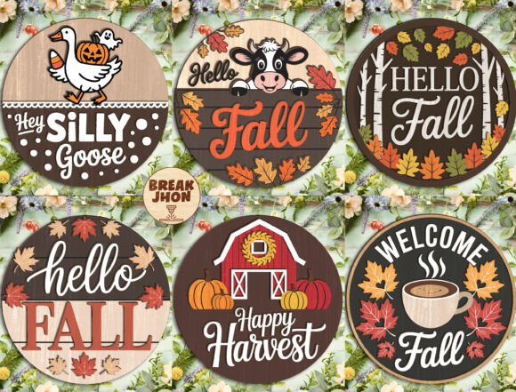 Download Fall Round Sign SVG Bundle - Sign Collection